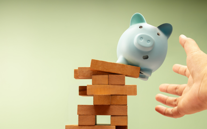 Piggy bank on jenga