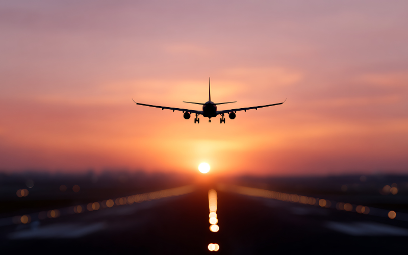 Plane at sunset